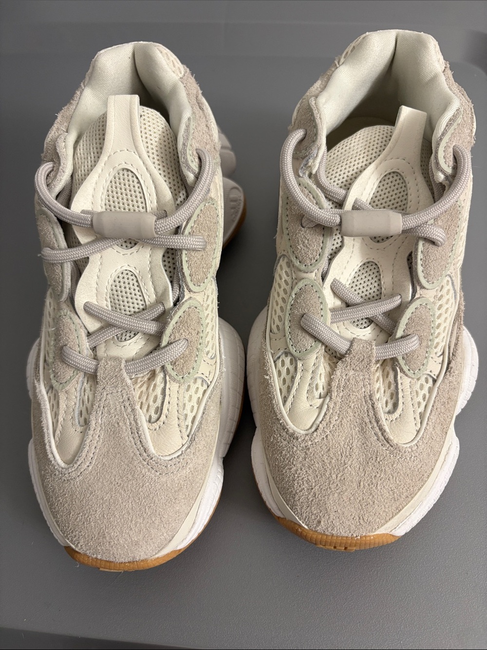 adidas Yeezy Ortholite Cream & Gum Suede Mesh Sneakers